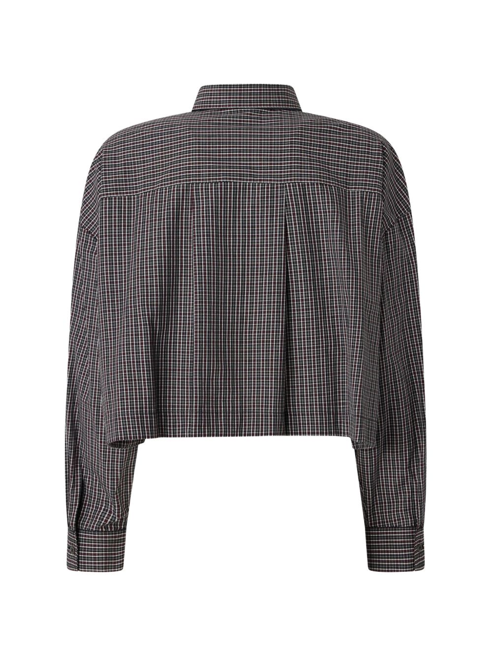 Cropped checked shirt with tie 107453 A3FQZF6 PINKO 
