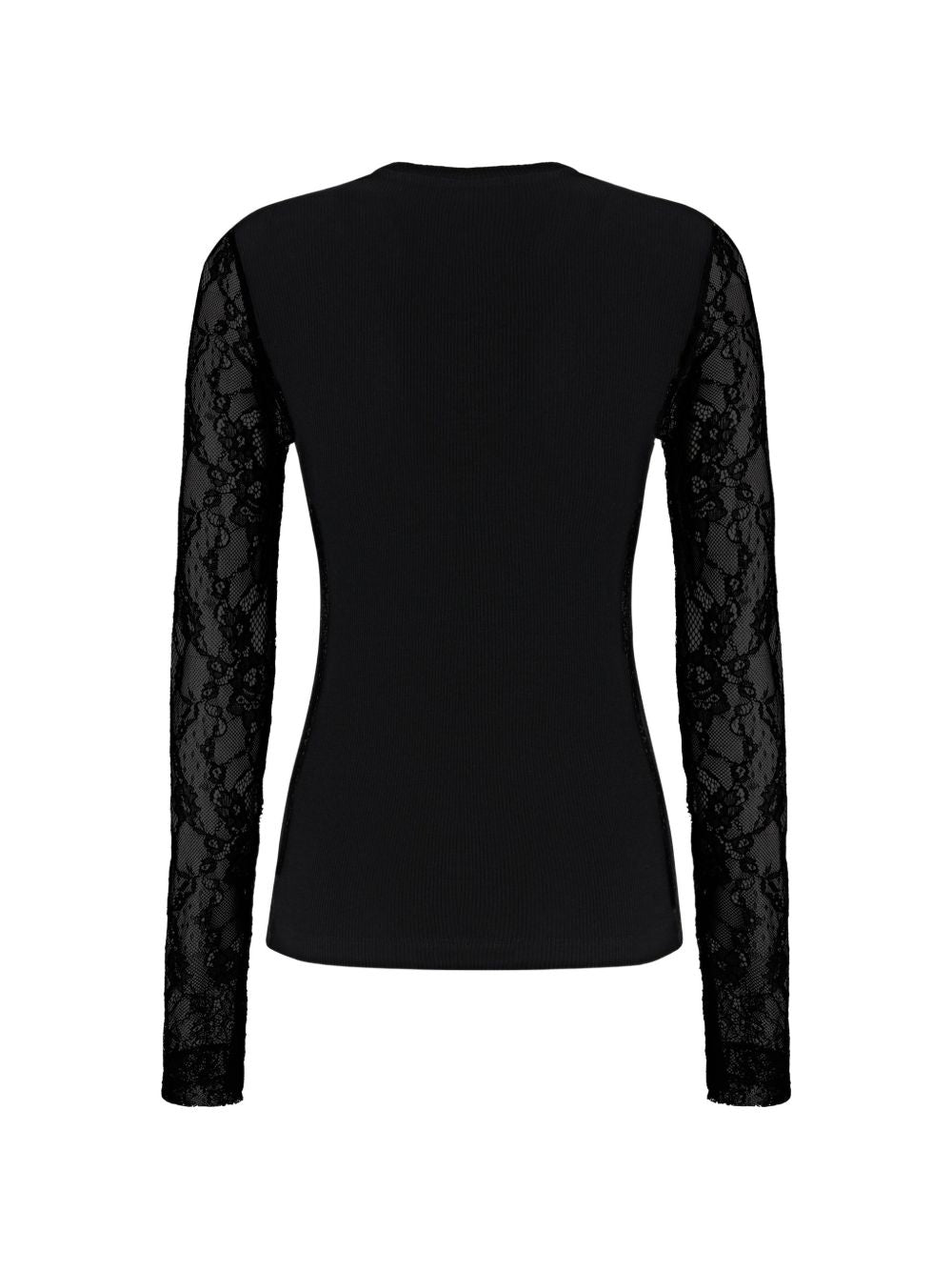 Ribbed sweater with lace sleeves 107524 A3K6Z99 PINKO 