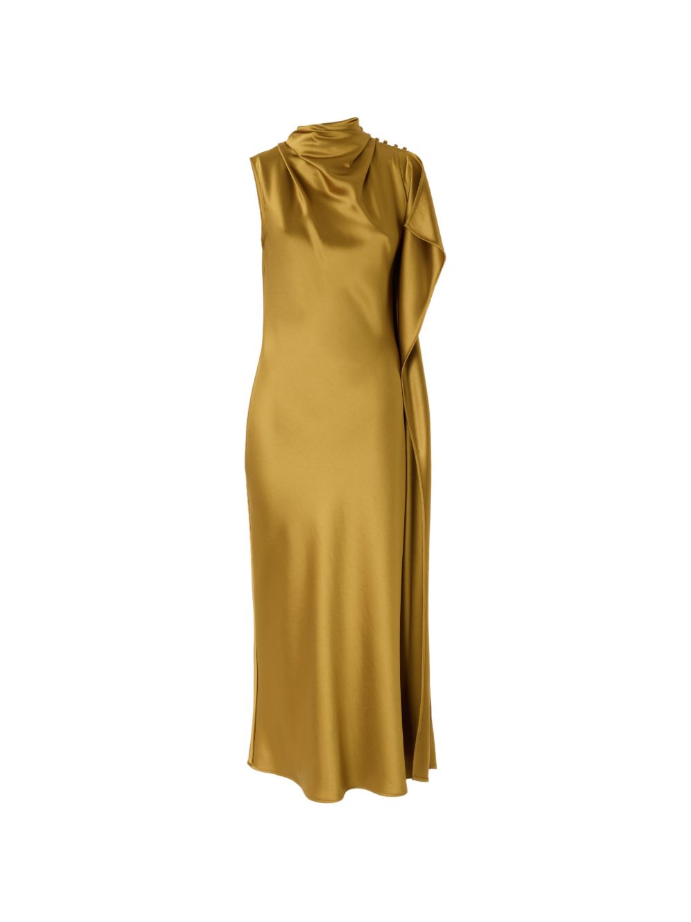 Long, one-shoulder satin dress 107537 A3GBU90 PINKO 