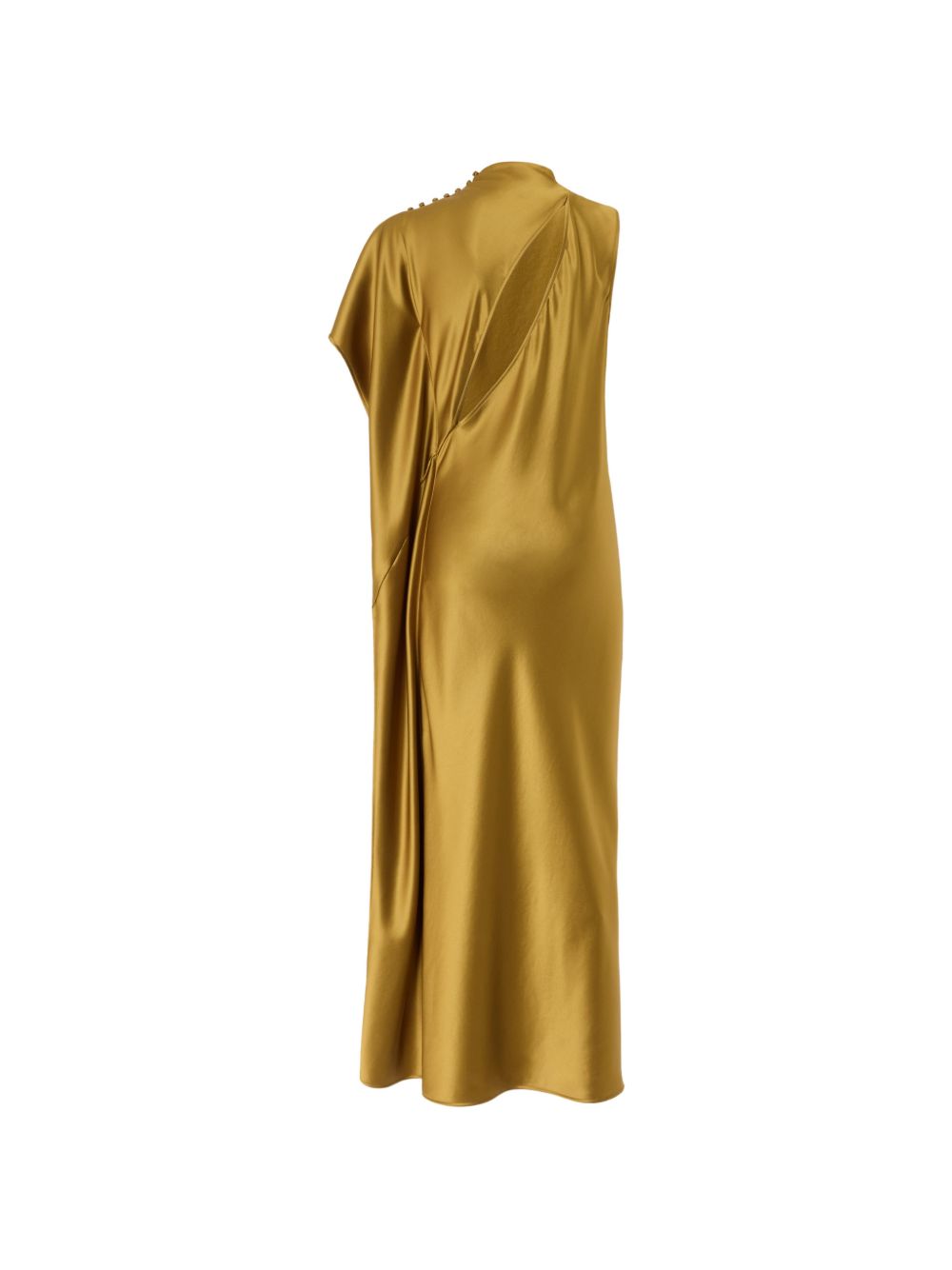 Long, one-shoulder satin dress 107537 A3GBU90 PINKO 