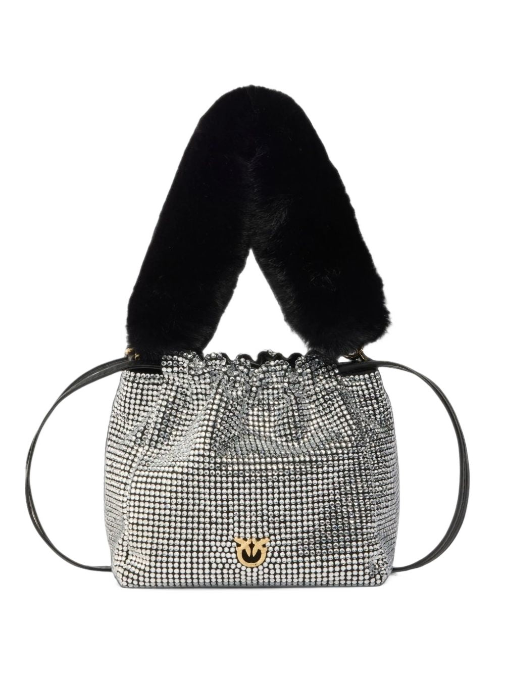 Fully rhinestoned shoulder bucket bag 107635 A3M9Z99Y PINKO 