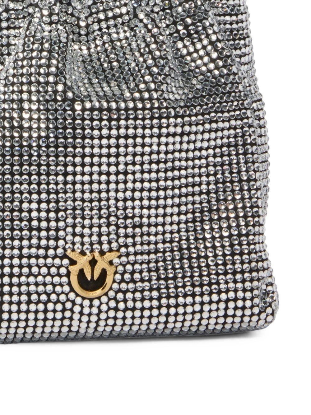 Fully rhinestoned shoulder bucket bag 107635 A3M9Z99Y PINKO 