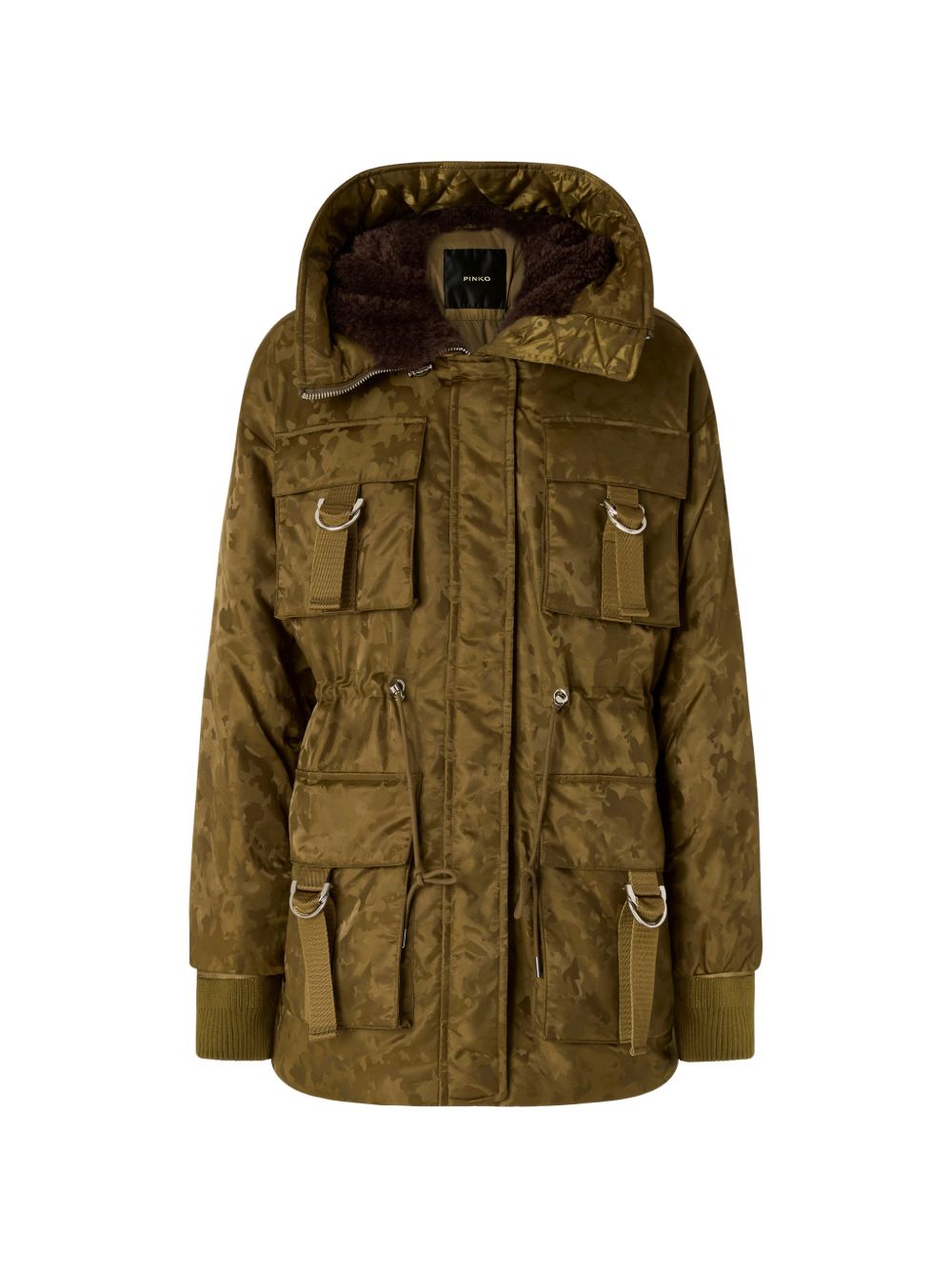 Hooded coat with camouflage print 107723 A3LZV59 PINKO 