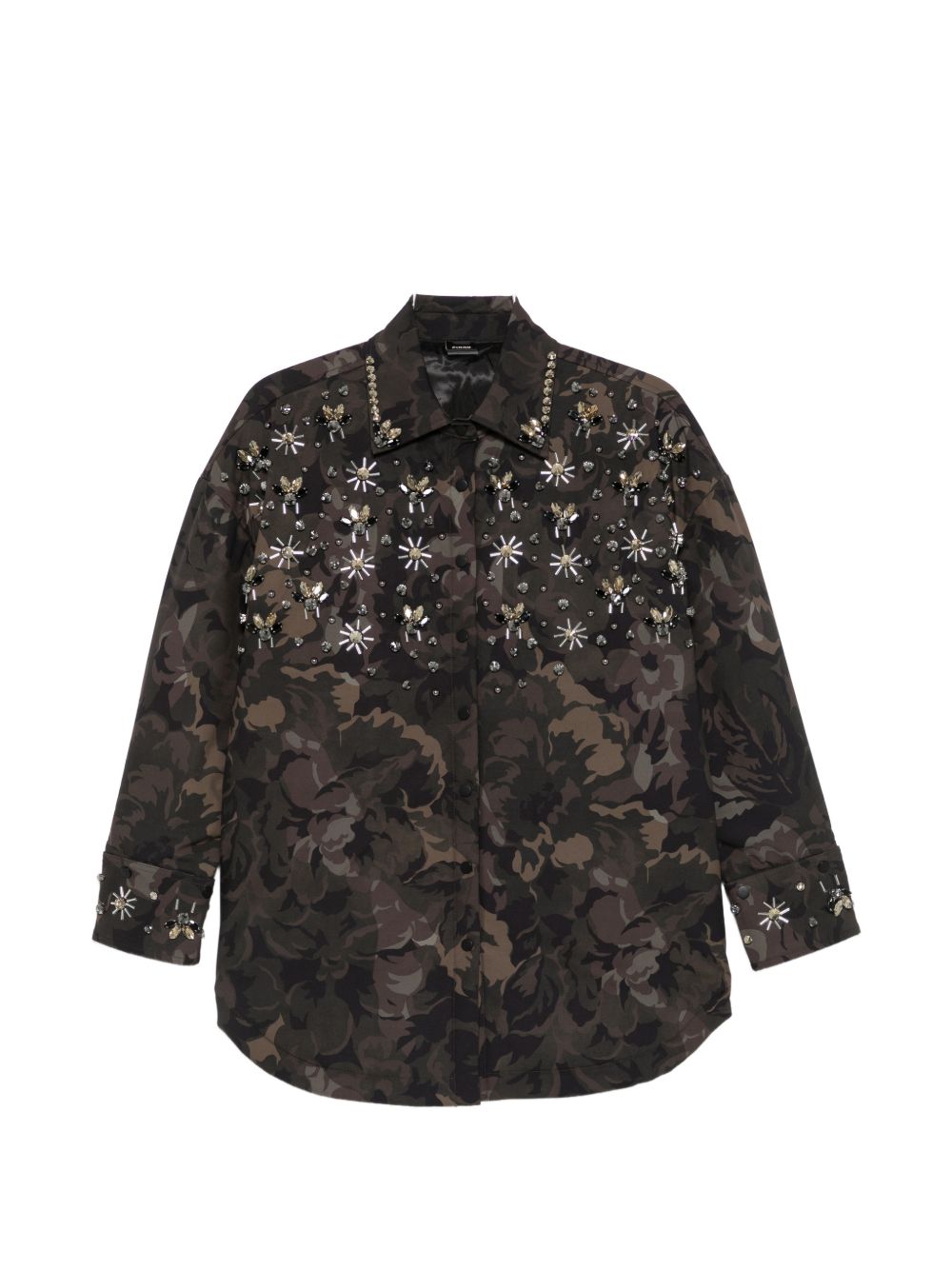 Overshirt in technical canvas with floral camouflage print 107916 A3LYSD3 PINKO 