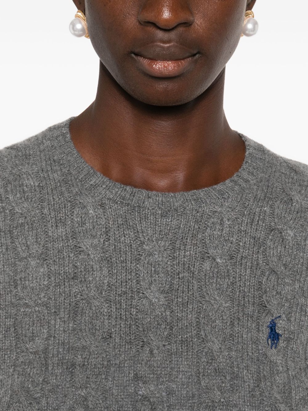 cable wool-cashmere crewneck jumper 211971865501 FLANNEL GREY HEATHER POLO RALPH LAUREN 