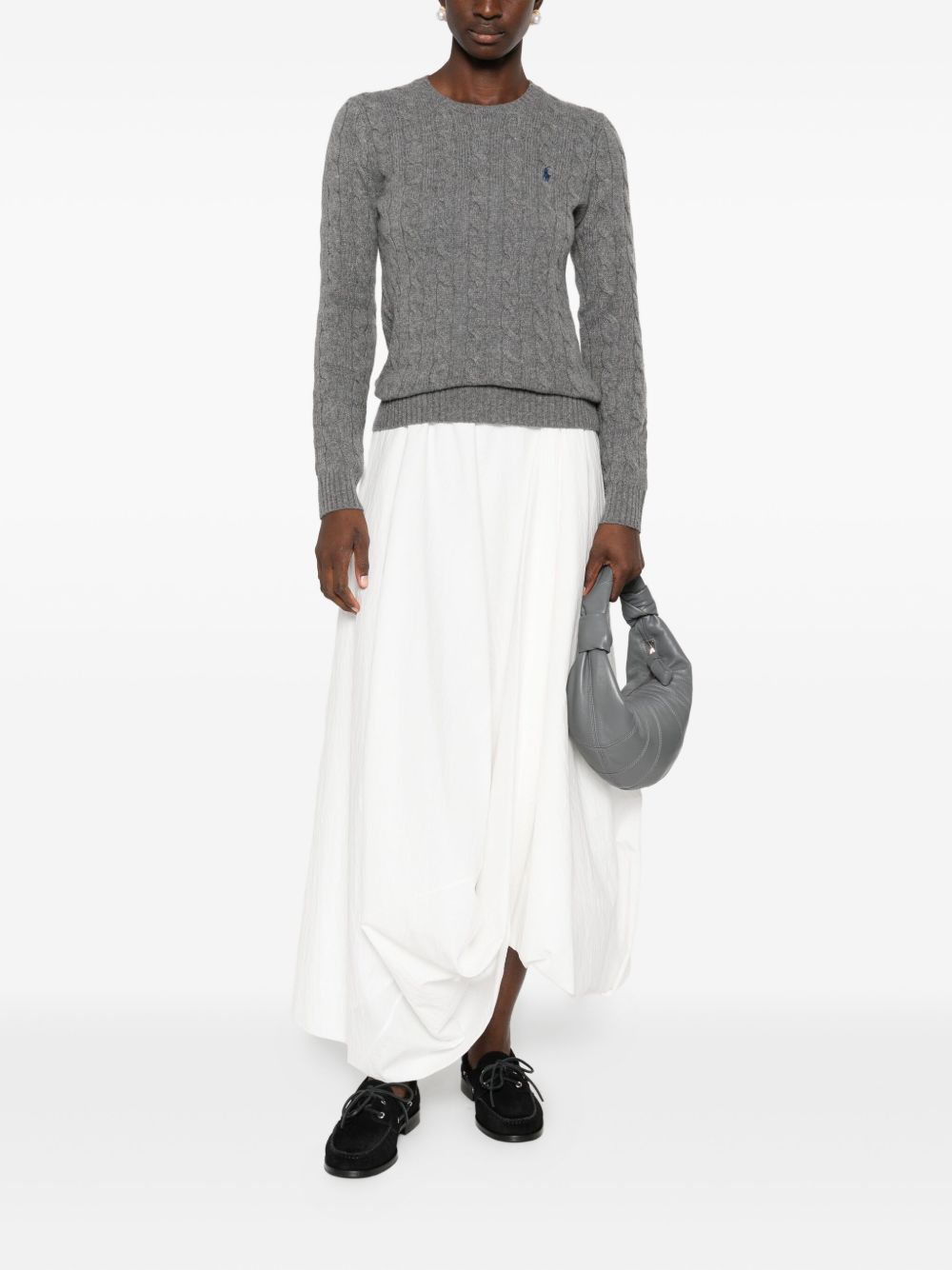 cable wool-cashmere crewneck jumper 211971865501 FLANNEL GREY HEATHER POLO RALPH LAUREN 