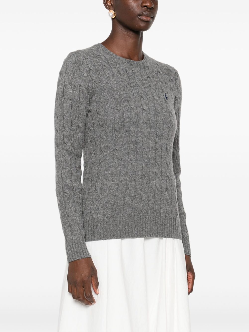 cable wool-cashmere crewneck jumper 211971865501 FLANNEL GREY HEATHER POLO RALPH LAUREN 