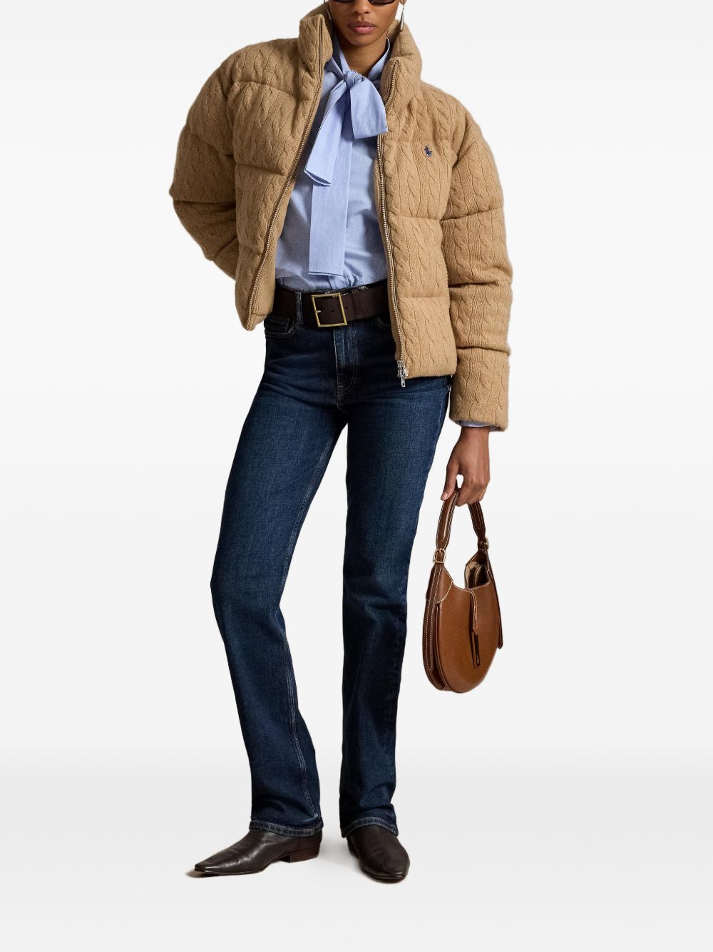 cable wool-cashmere puffer jacket 211A10457005 COLLECTION CAMEL POLO RALPH LAUREN 