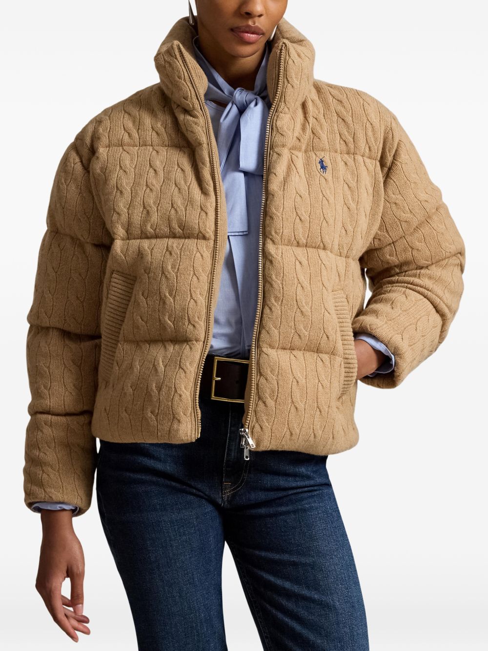 cable wool-cashmere puffer jacket 211A10457005 COLLECTION CAMEL POLO RALPH LAUREN 