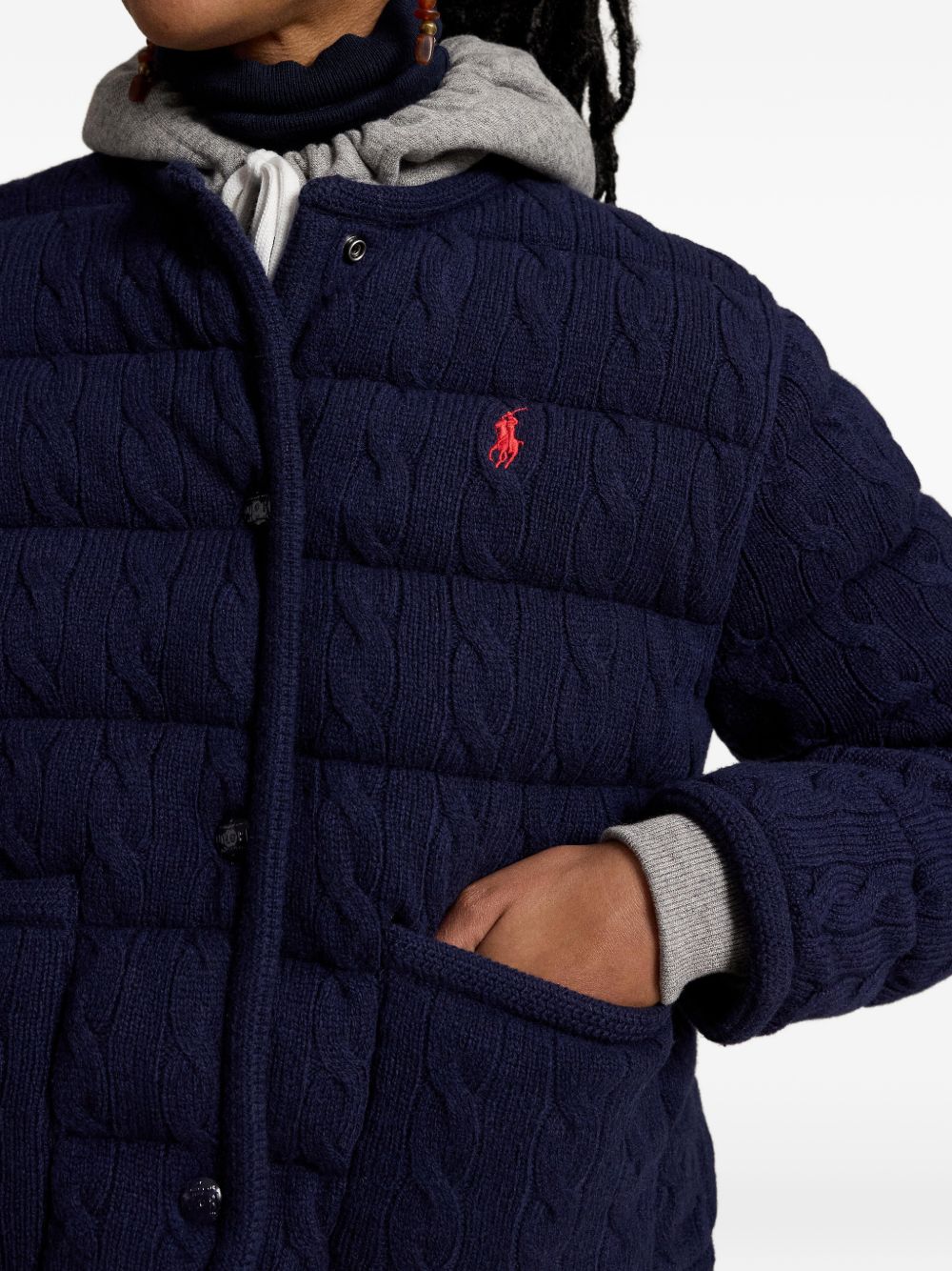 cable-knit quilted jacket 211A10459002 HUNTER NAVY POLO RALPH LAUREN 