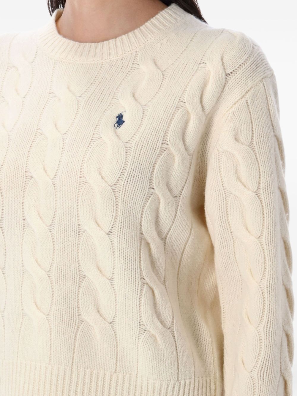 embroidered-logo cable-knit sweater 211A91216002 AUTHENTIC CREAM POLO RALPH LAUREN 
