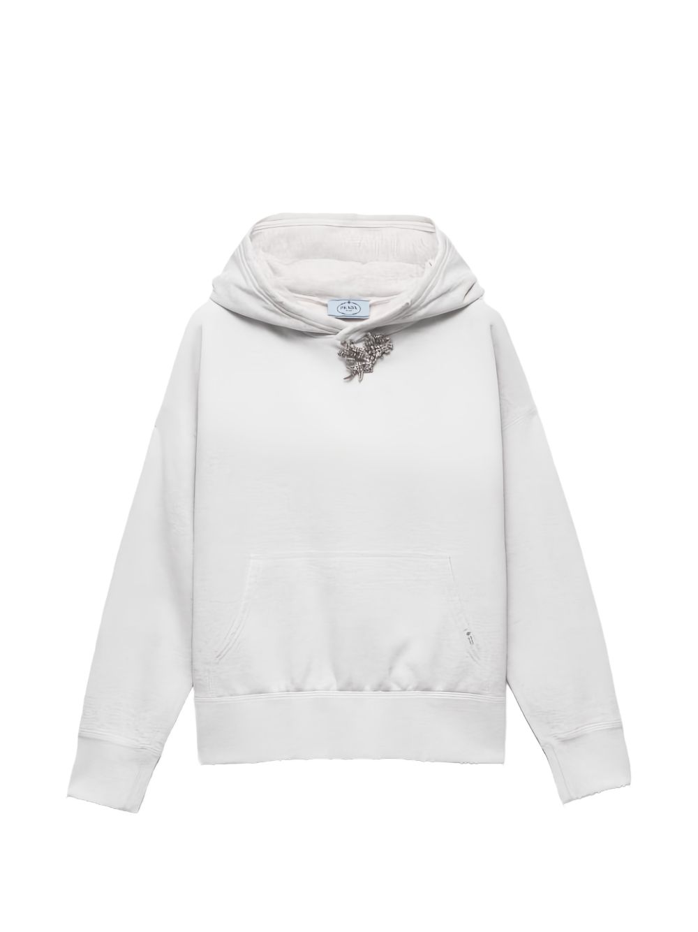 Cotton fleece hoodie with jewel 1347346103 S-OOOF0AK9 PRADA 