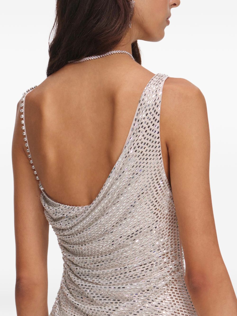 Silver rhinestone draped mini dress 041S CHAMPAGNE SELF-PORTRAIT 