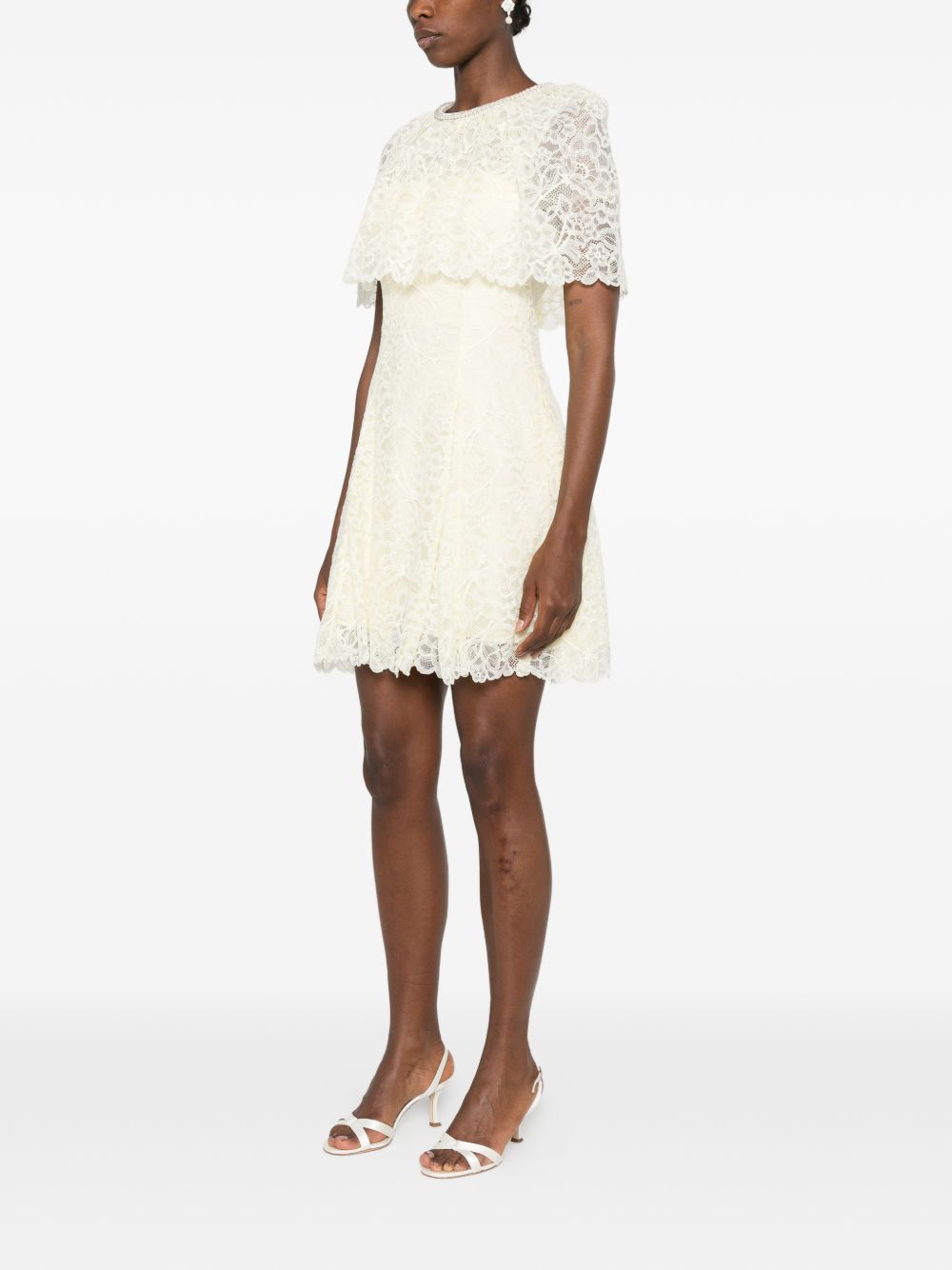 Lace cape mini dress 099S YELLOW SELF-PORTRAIT 