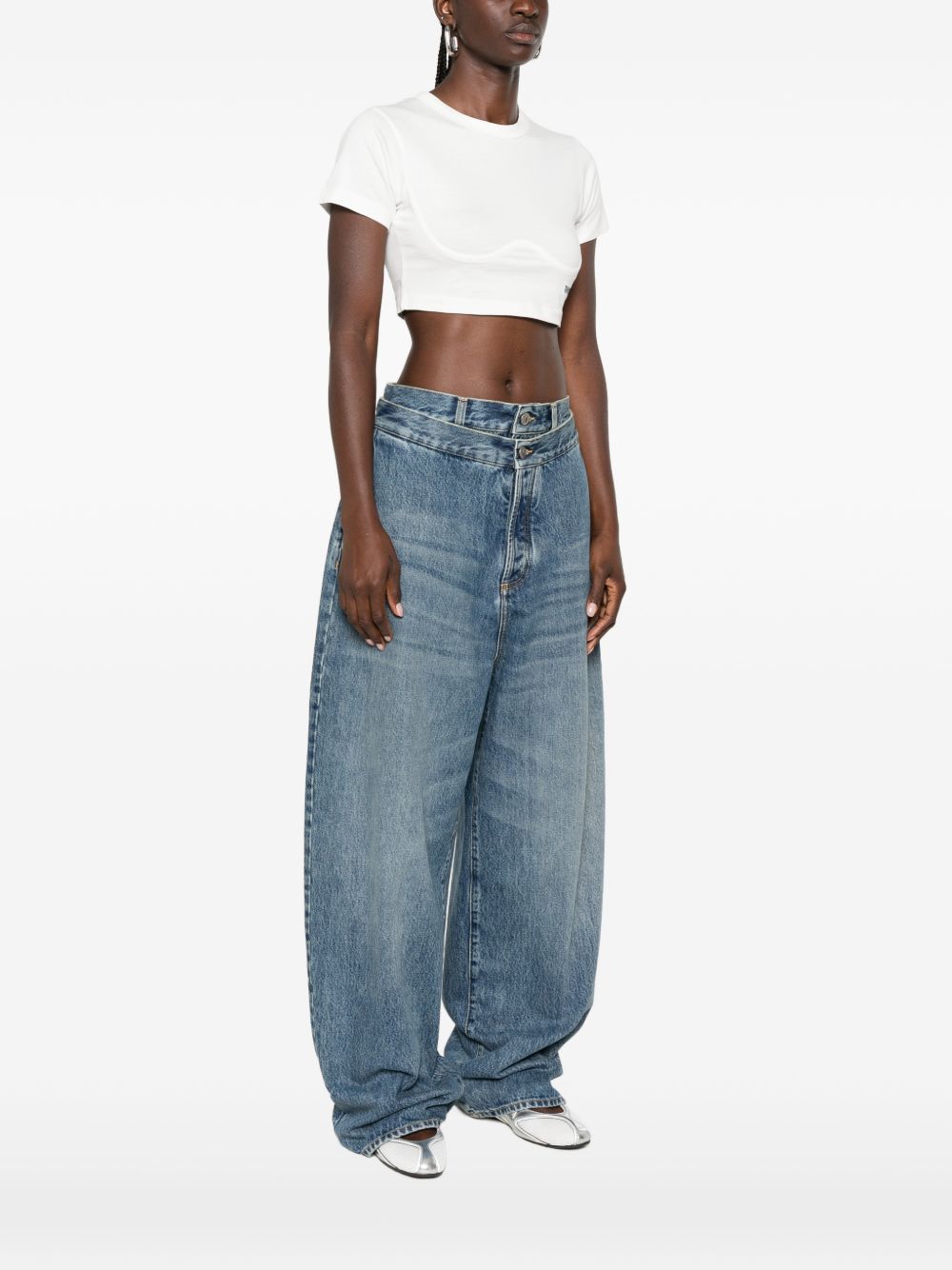 Cropped cotton T-shirt 261WCT00364 JJJ025AA001 THE ATTICO 