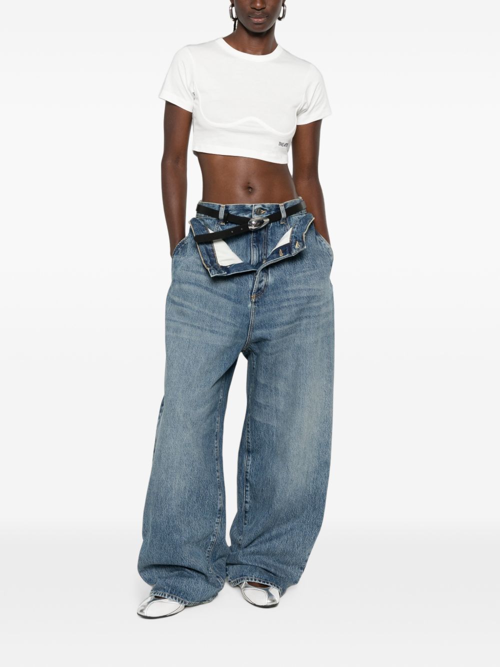 Cropped cotton T-shirt 261WCT00364 JJJ025AA001 THE ATTICO 