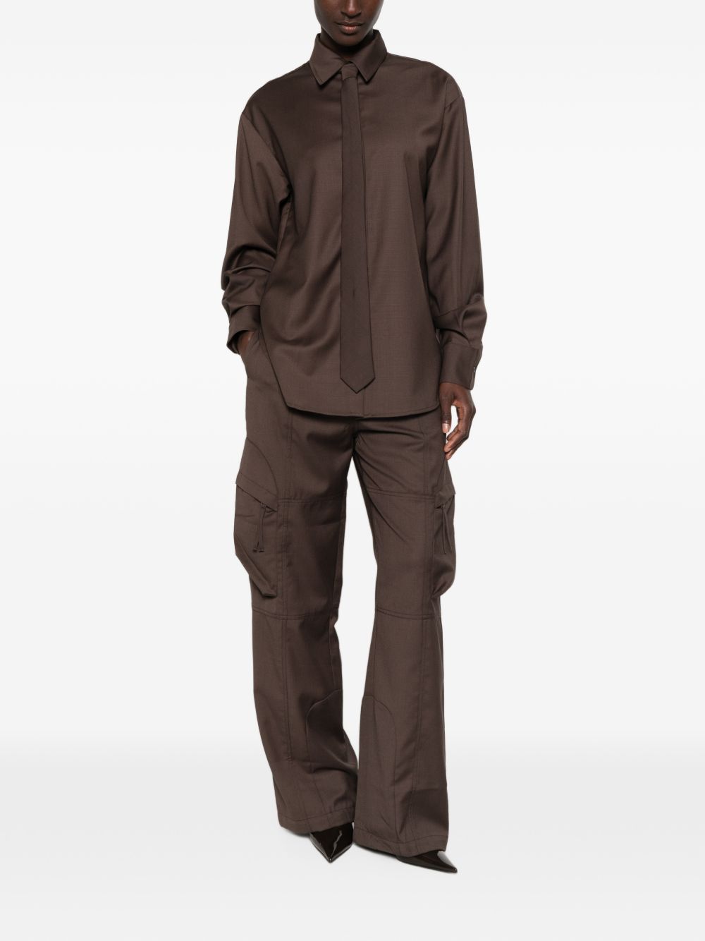 PERI tie neck shirt CHFS22839200 BROWN THE FRANKIE SHOP 