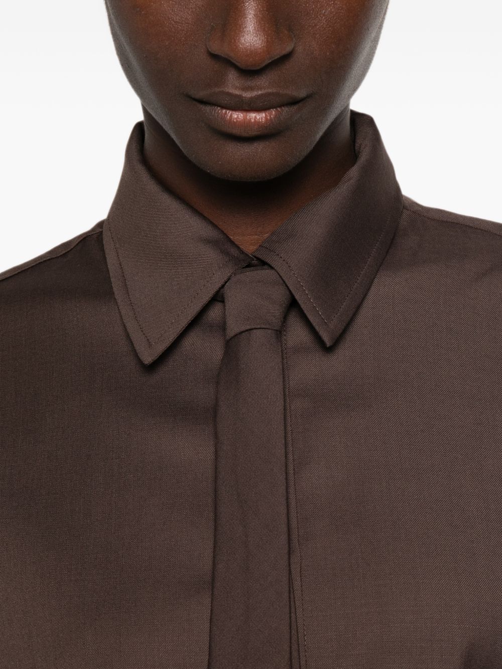 PERI tie neck shirt CHFS22839200 BROWN THE FRANKIE SHOP 