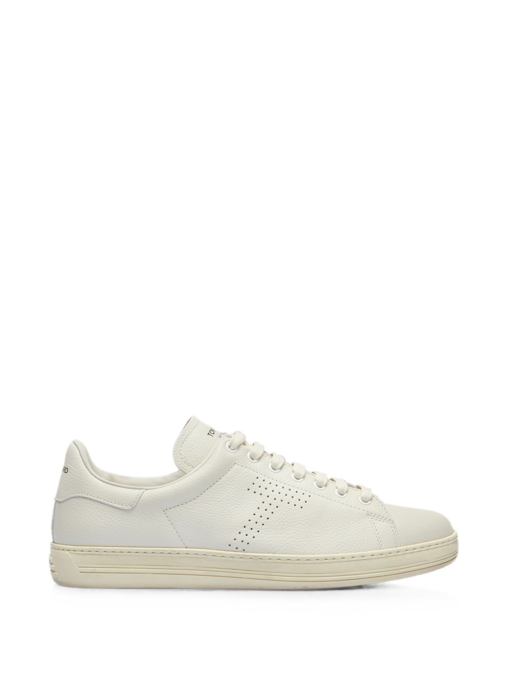 Perforated-logo leather sneakers<BR/> J1507 LCL045LGWH TOM FORD 