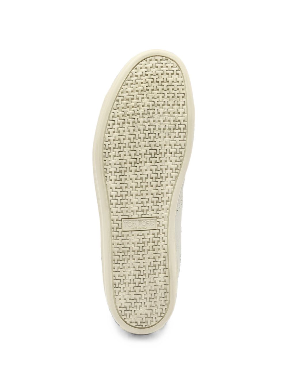 Perforated-logo leather sneakers<BR/> J1507 LCL045LGWH TOM FORD 