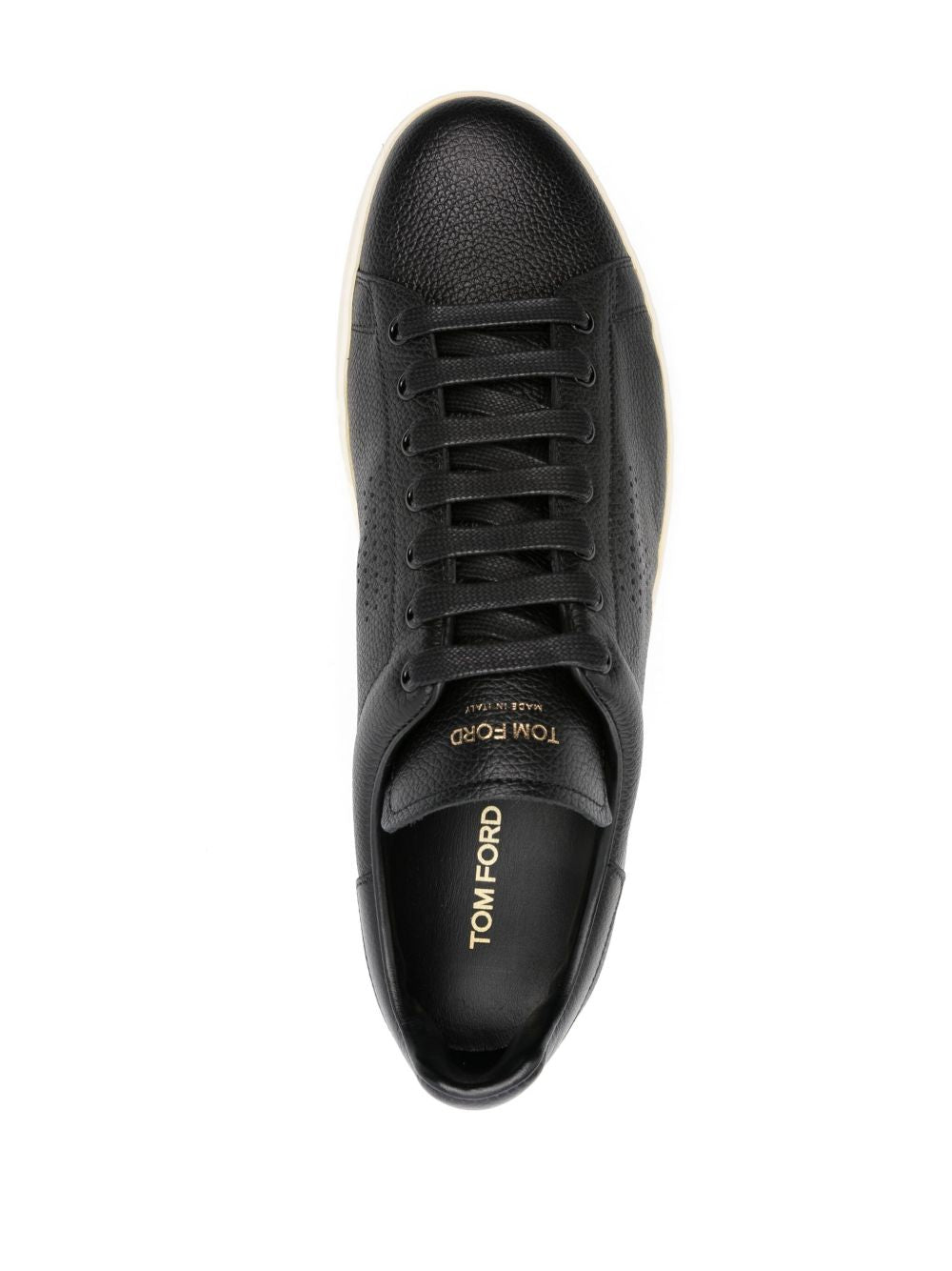 Perforated-logo leather sneakers<BR/> J1507 LCL045LNWB TOM FORD 