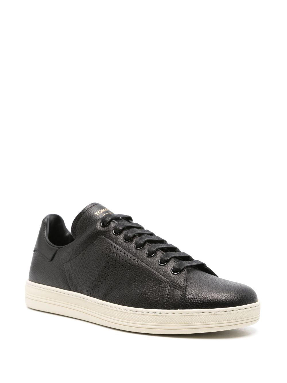 Perforated-logo leather sneakers<BR/> J1507 LCL045LNWB TOM FORD 
