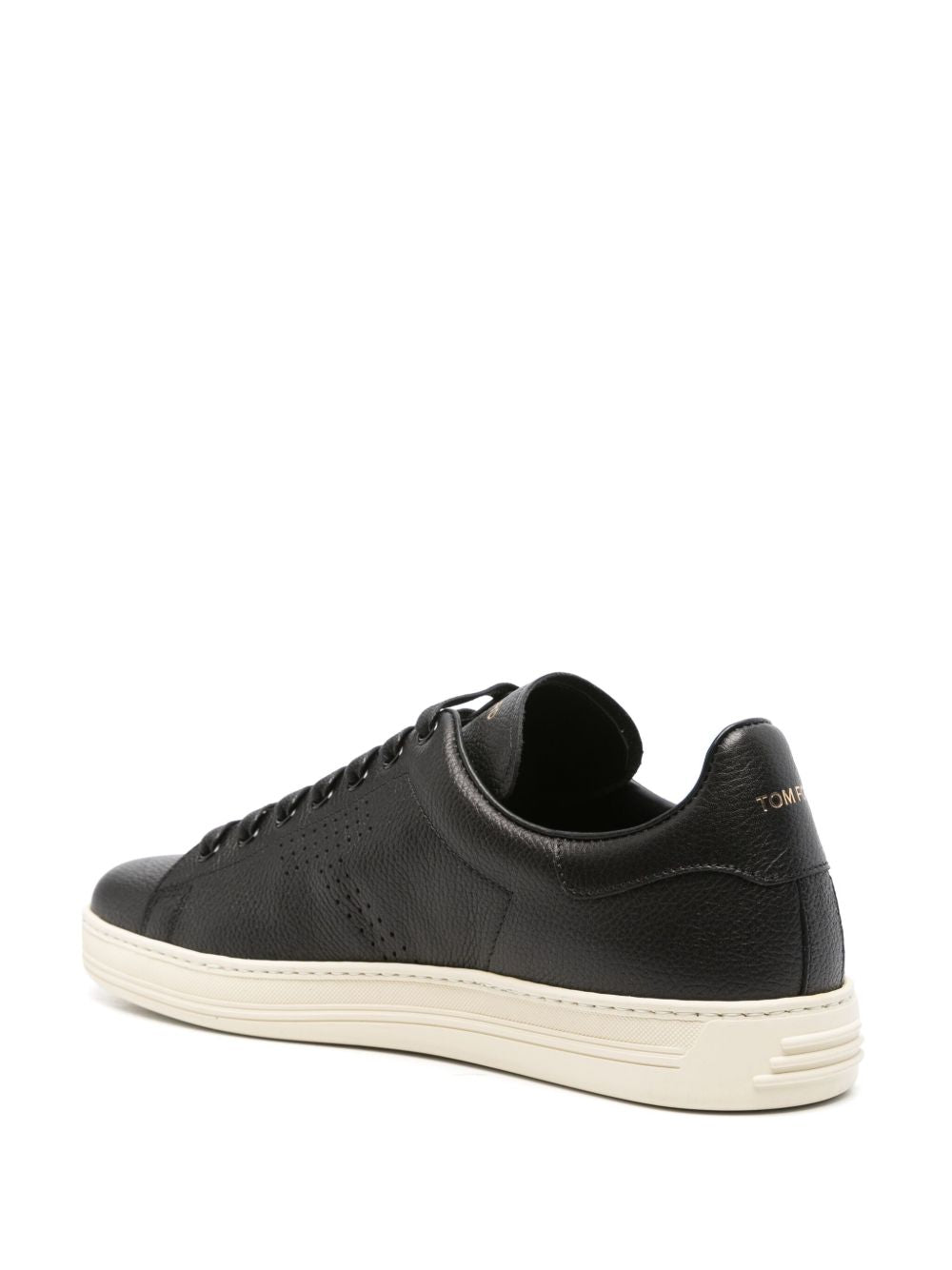 Perforated-logo leather sneakers<BR/> J1507 LCL045LNWB TOM FORD 