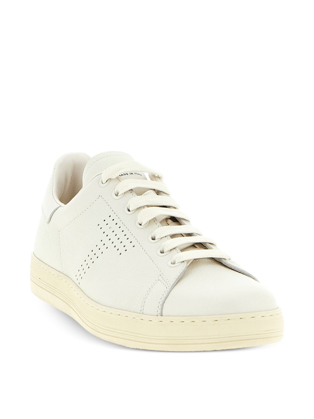 Perforated-logo leather sneakers<BR/> J1507 LCL045LWWF TOM FORD 