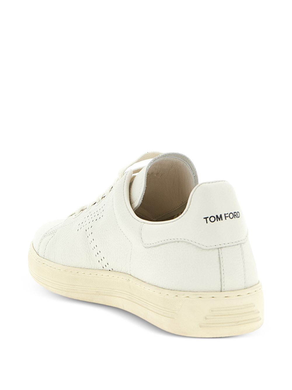 Perforated-logo leather sneakers<BR/> J1507 LCL045LWWF TOM FORD 