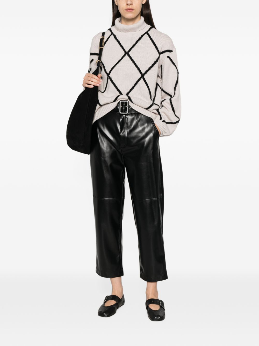 Faux leather trousers with belt 262TP2051 S1688300006 TWINSET 