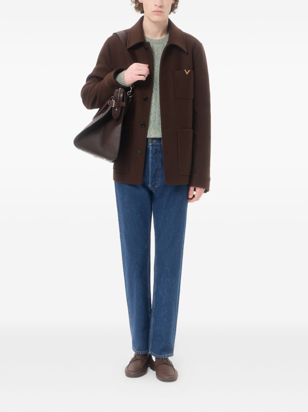 Cable-Knit Wool Jumper With VLogo 9V3KC38YBLG 0S8 VALENTINO GARAVANI 