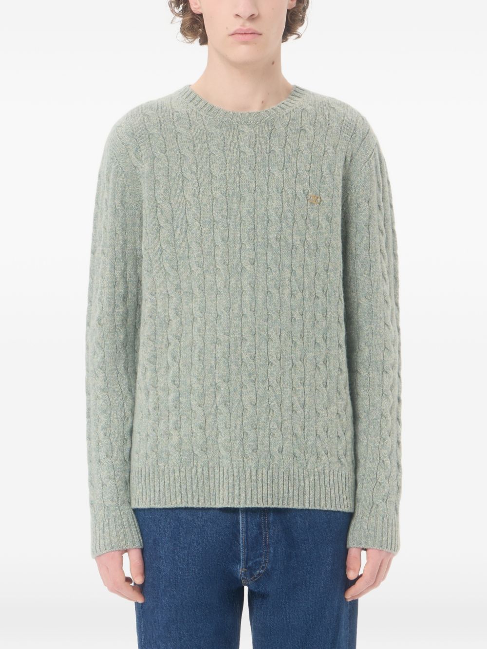 Cable-Knit Wool Jumper With VLogo 9V3KC38YBLG 0S8 VALENTINO GARAVANI 