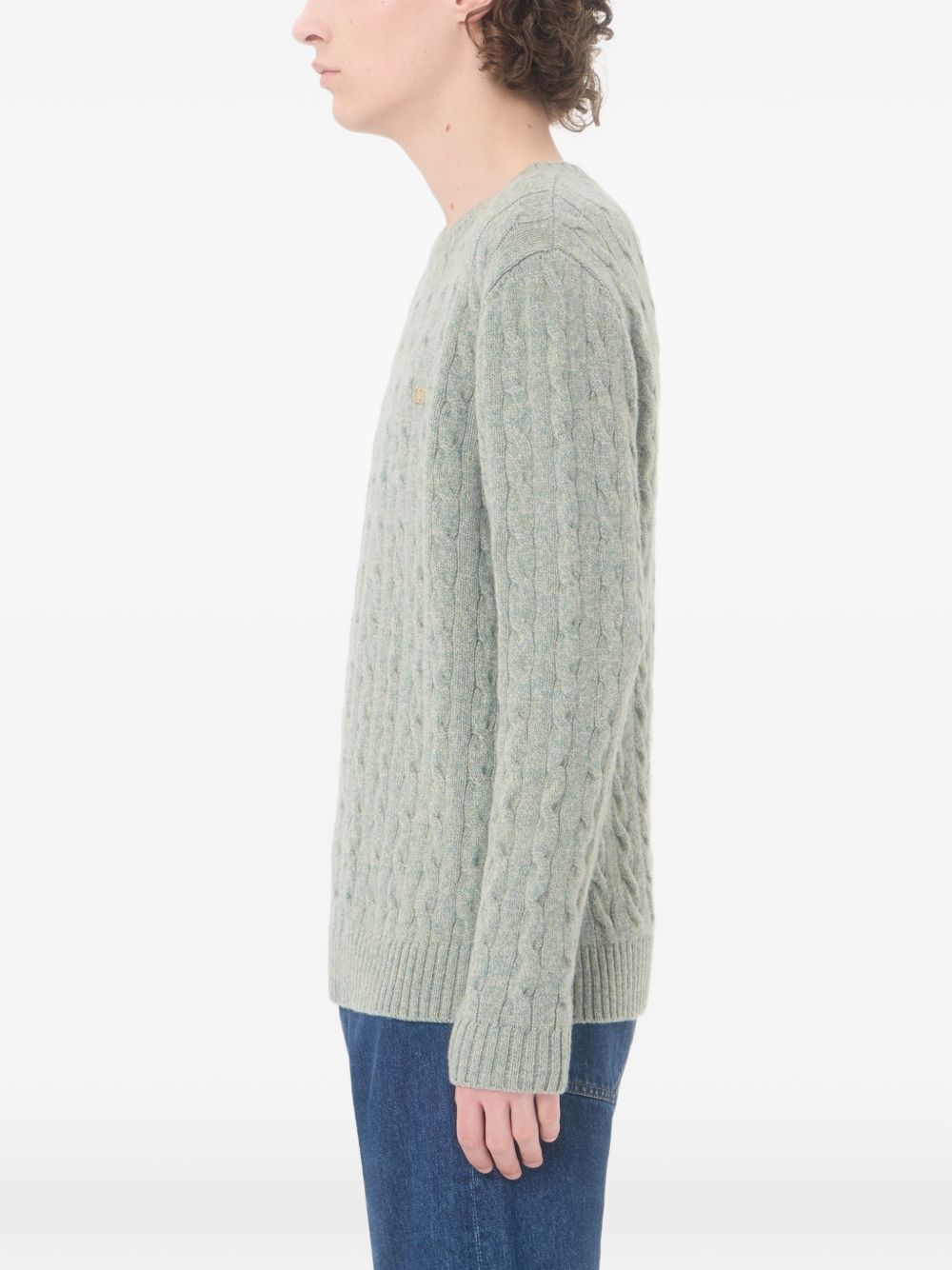 Cable-Knit Wool Jumper With VLogo 9V3KC38YBLG 0S8 VALENTINO GARAVANI 