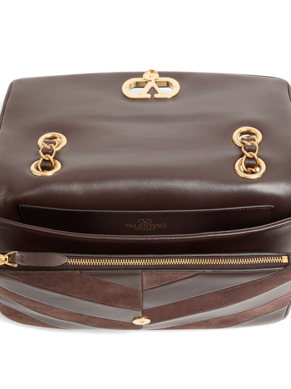 Djuna Medium Chain Bag In Suede And Nappa With Chevron Pattern 9W2B0T55TIE 0ES VALENTINO GARAVANI 