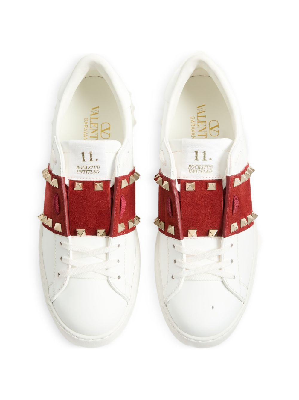 Rockstud Untitled Sneaker in Calfskin with Split Leather Band 9W2S0A01ZBV 3FB VALENTINO GARAVANI 