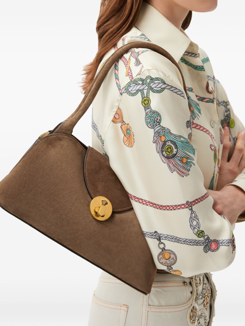 Vivian small suede East/West shoulder bag 1024545 1A185281NN1J VERSACE 