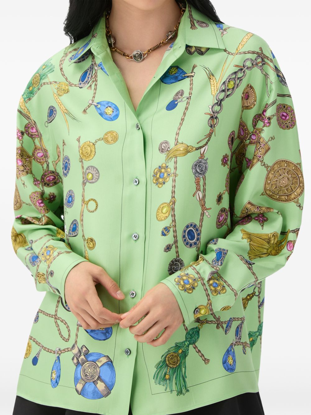 printed silk-twill shirt 1025686 1A188565GE70 VERSACE 