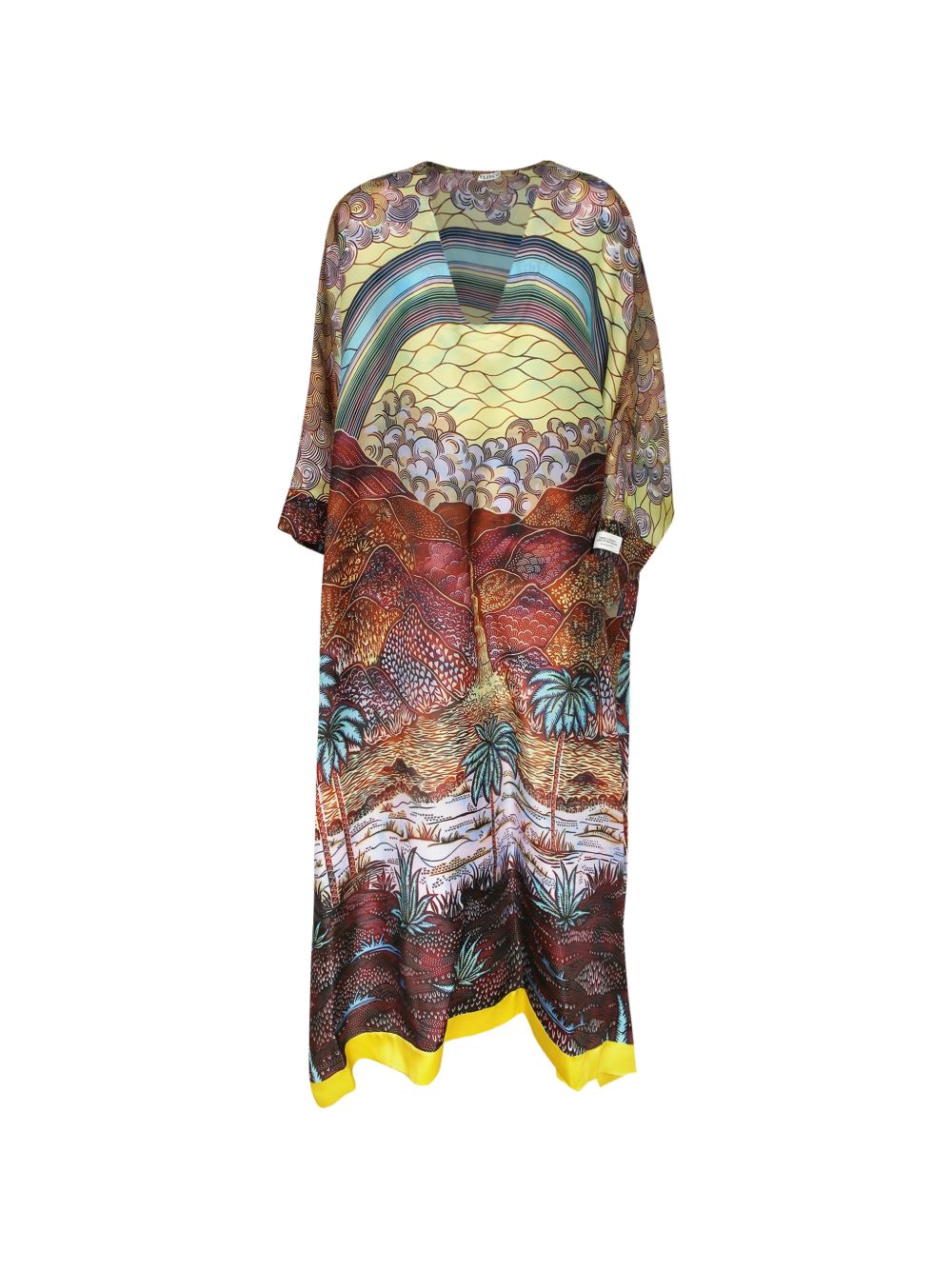 Rainbow landscape-print V-neck dress VDAW00001  VLISCO 