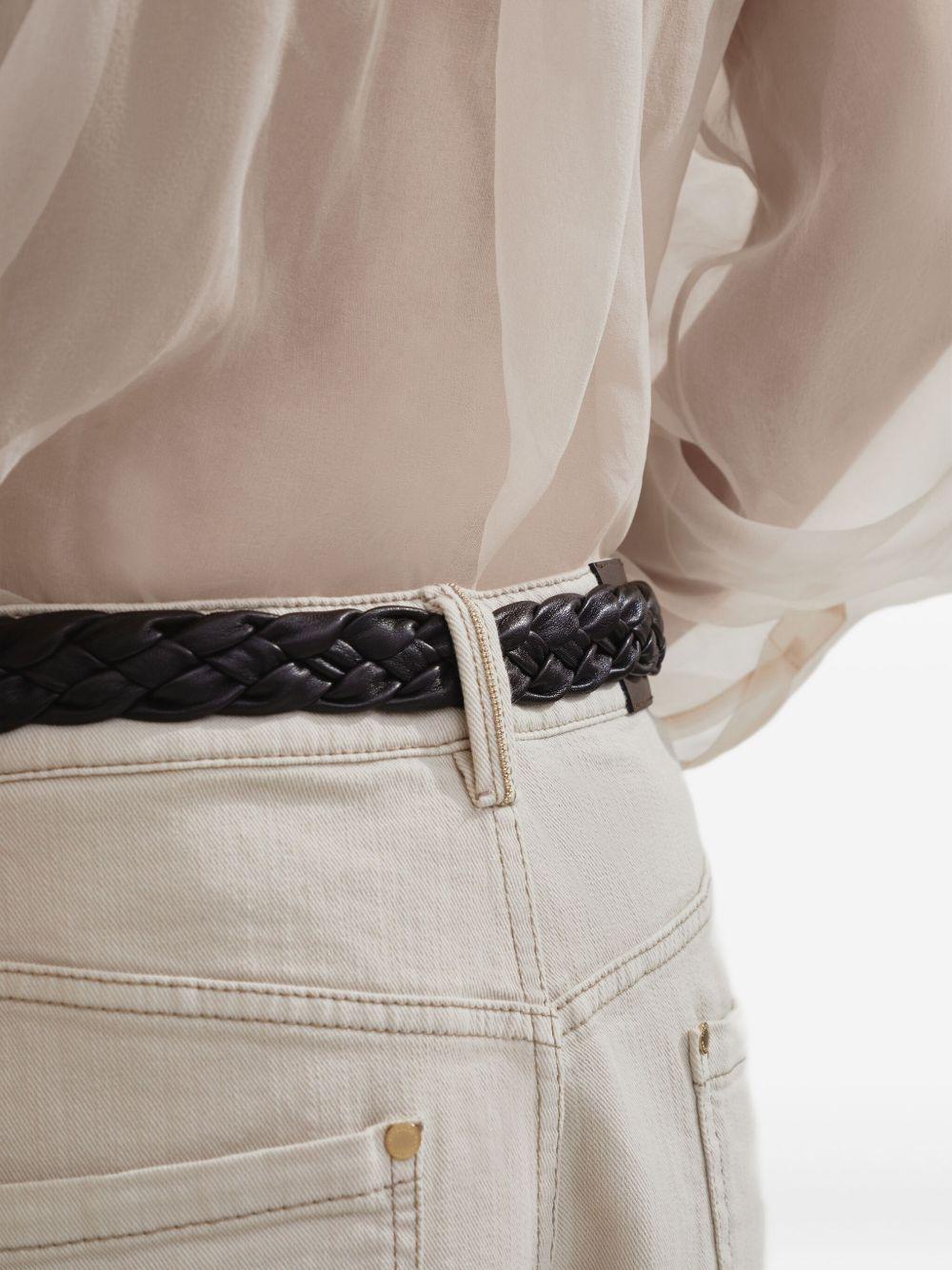 Stretch dyed denim loose barrel trousers with monili MH137P4021 C9443 BRUNELLO CUCINELLI 