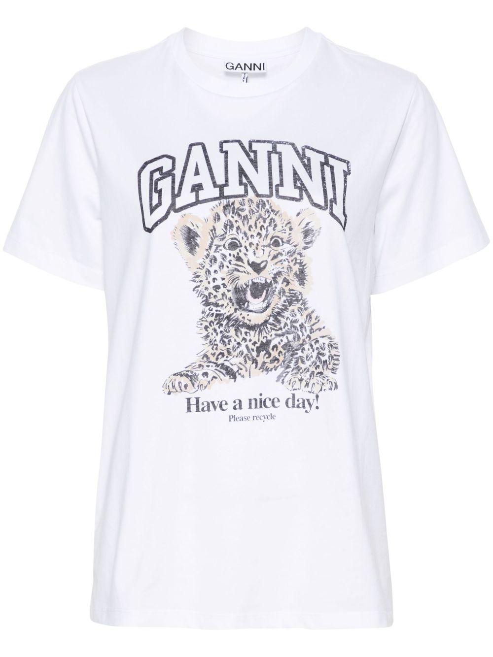 Leopard jersey T-shirt T4124 943 GANNI 