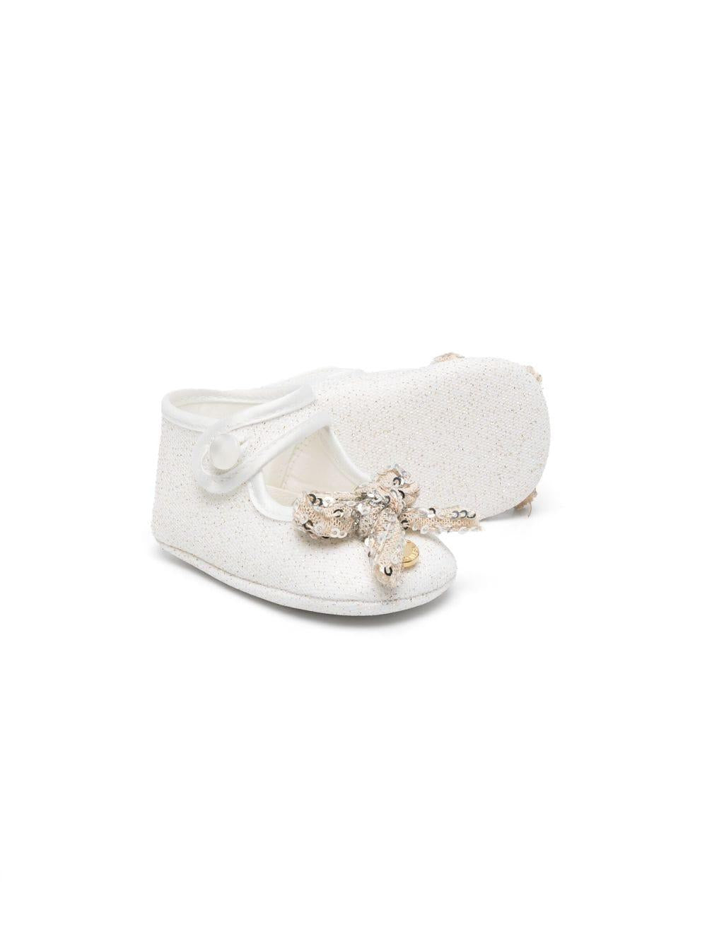 Sequined bow-detail ballerinas 73B004 29070170 MONNALISA 