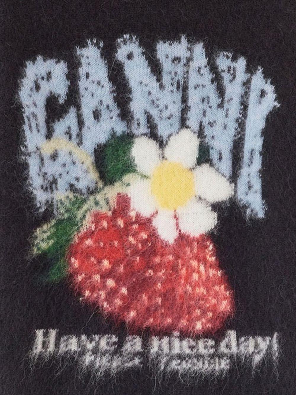 Strawberry print t-shirt with Have a nice day! slogan A1050226 099 GANNI 