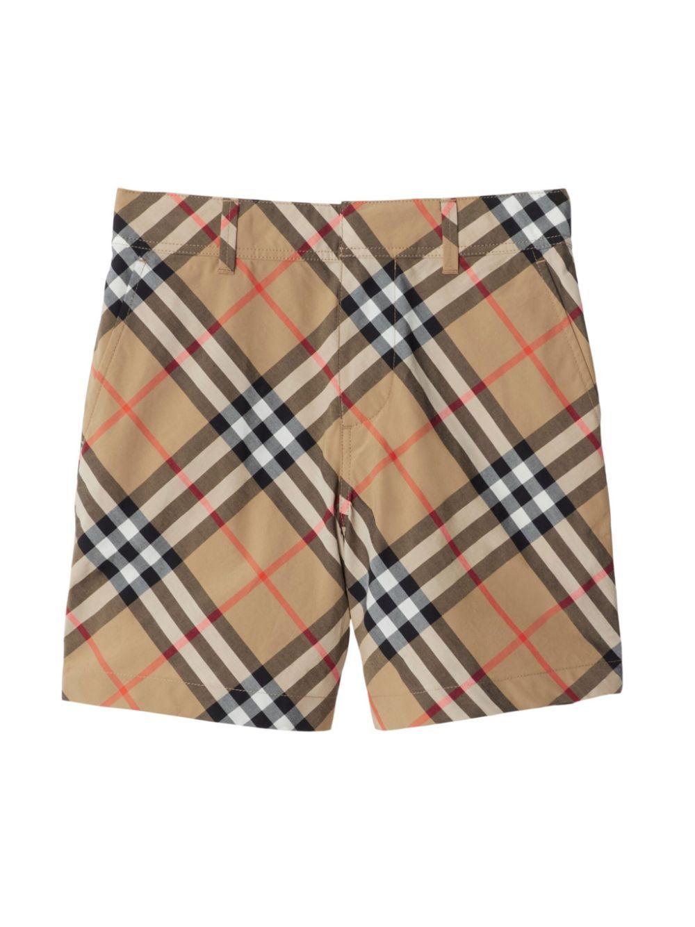 Vintage-Check print cotton shorts<BR/><BR/><BR/> 8088845 B9368 BURBERRY KIDS 