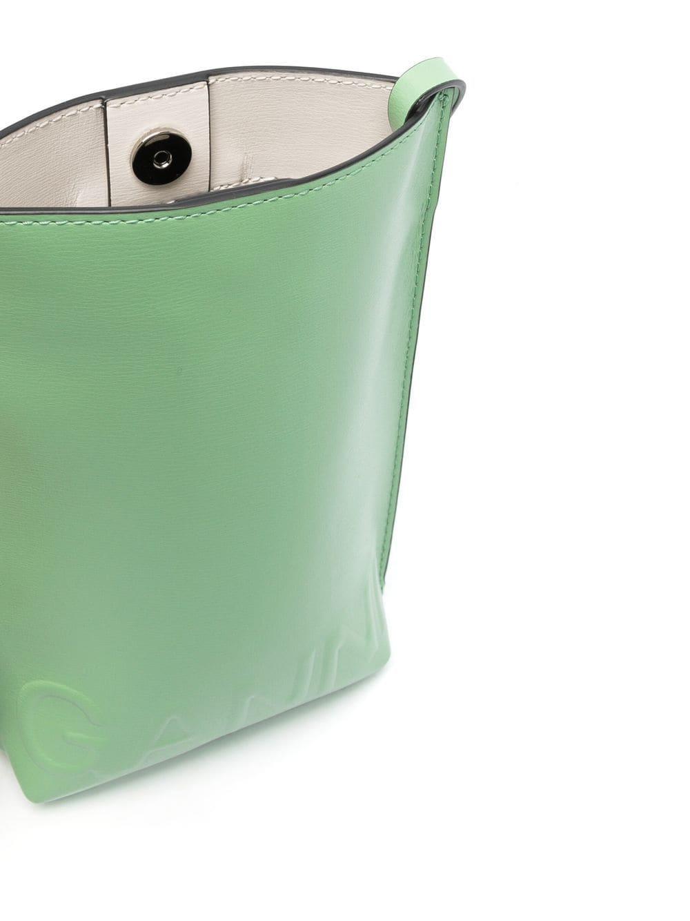 Green logo-embossed leather crossbody bag A4477 484 GANNI 