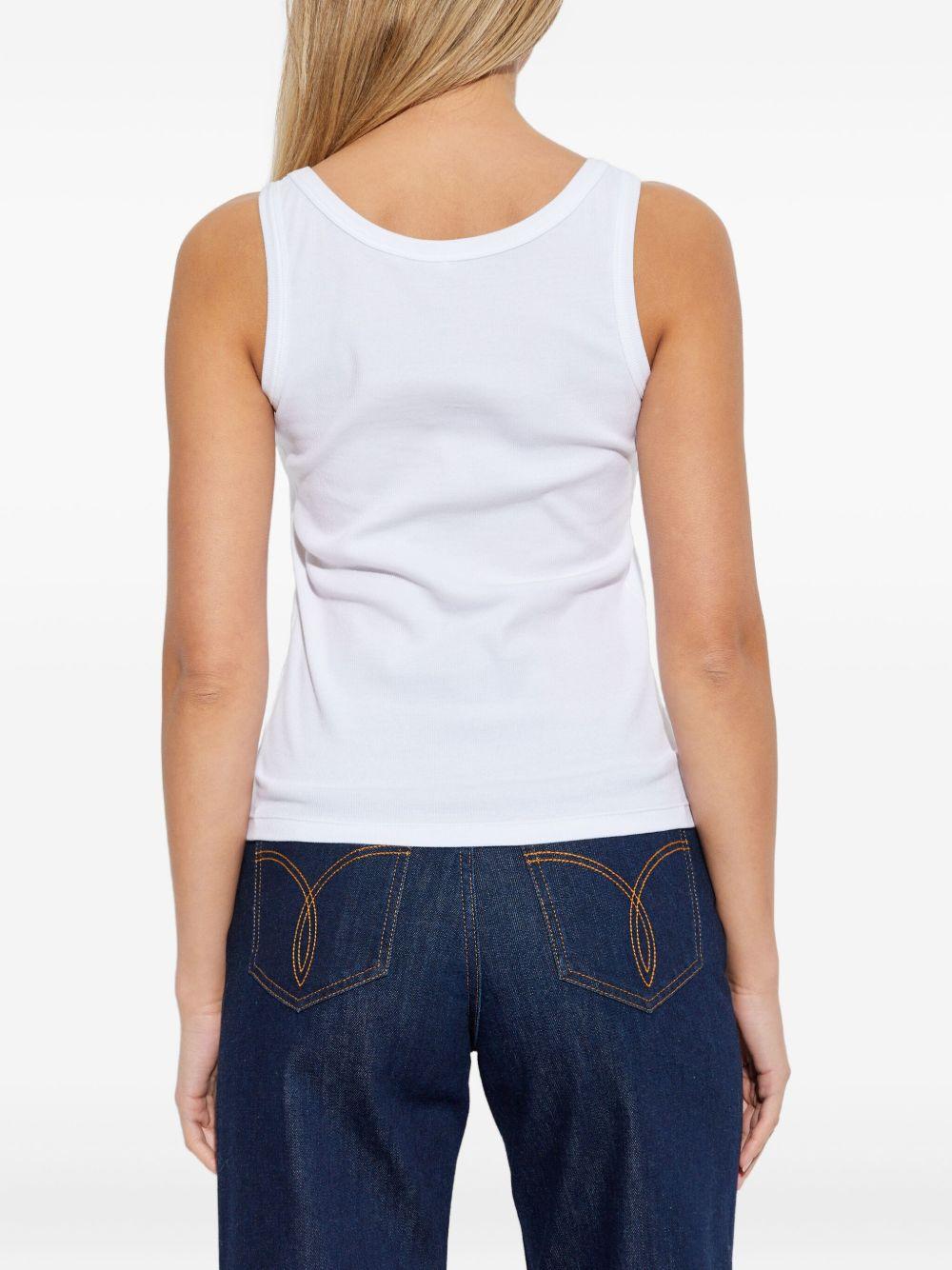 Ribbed Stretch Cotton Tank Top 1023210 1A172221W000 VERSACE 