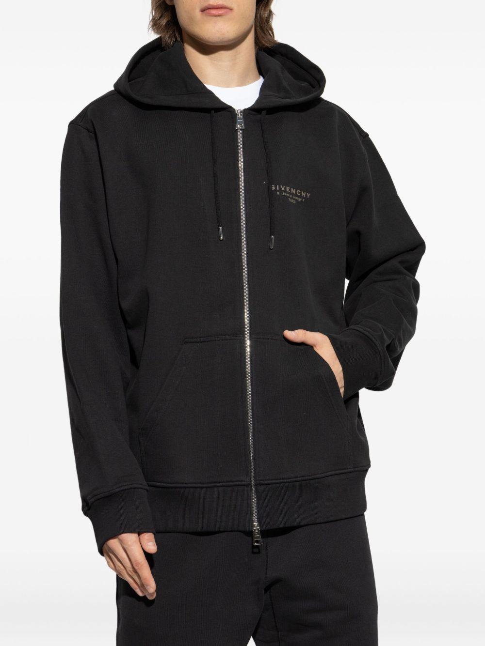 Zipped hodie in fleece with Givenchy stamp print BMJ0NJ3YRJ 001 GIVENCHY 