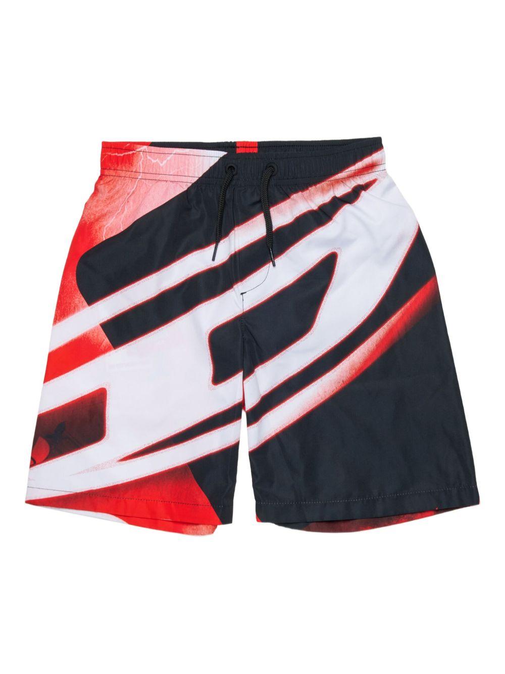 Swim shorts with all-over blurred print J02702 KXBTCK900 DIESEL KIDS 