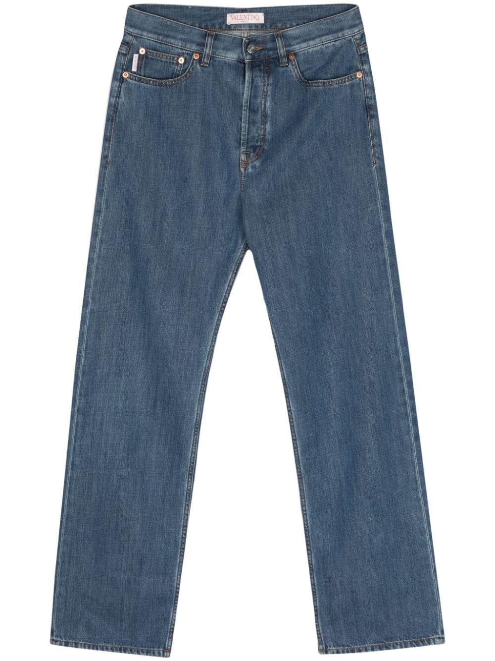 Straight-leg washed jeans<BR/><BR/><BR/> 5V3DE03SAA3 558 VALENTINO GARAVANI 