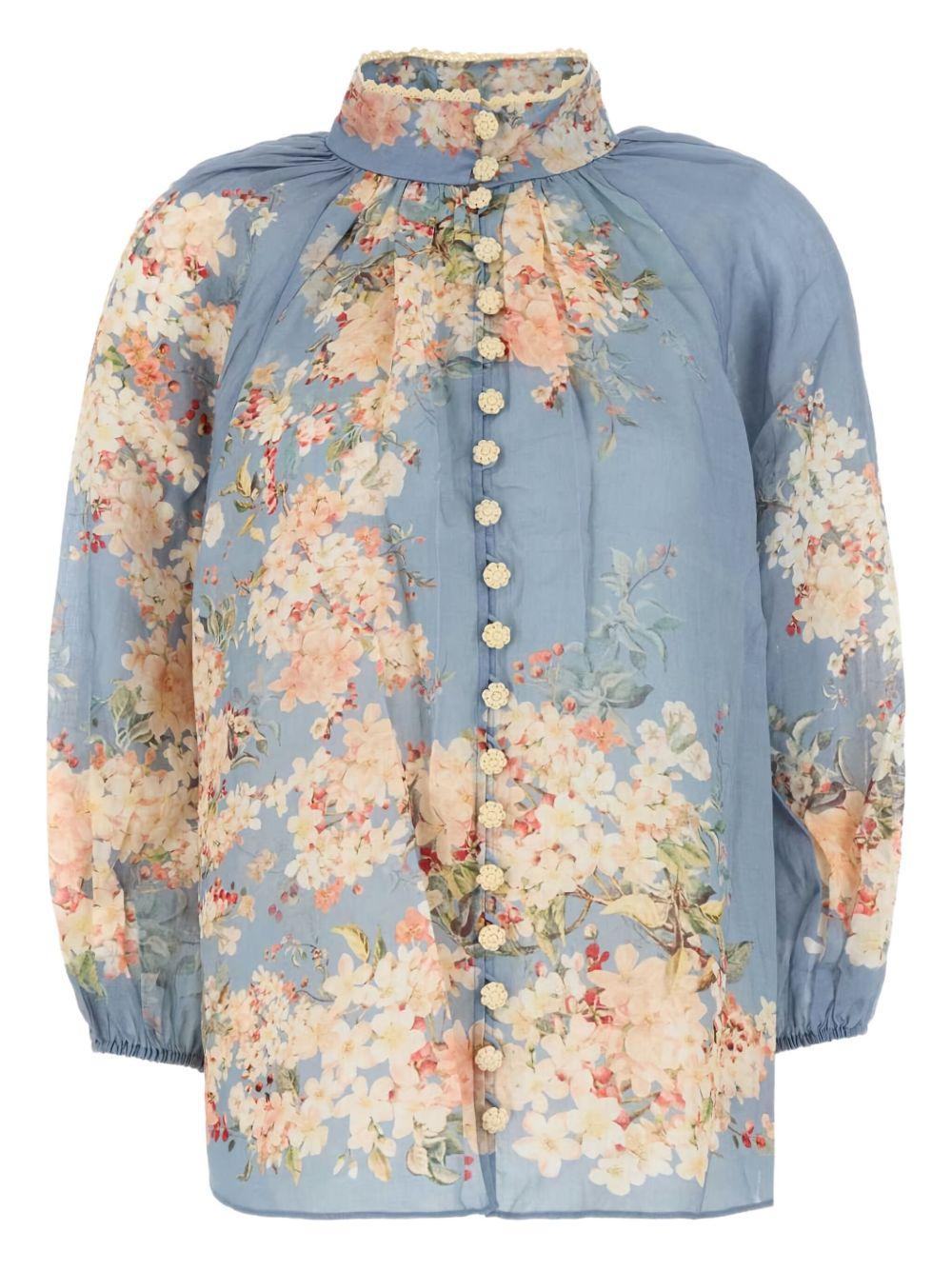 Cascadian puff-sleeved blouse 3548TSS255 TLBLBTFLO ZIMMERMANN 