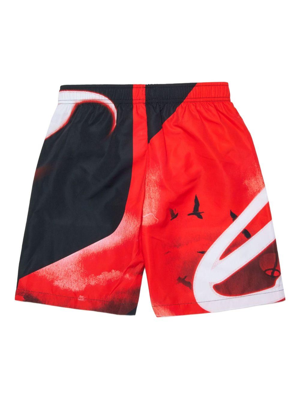 Swim shorts with all-over blurred print J02702 KXBTCK900 DIESEL KIDS 